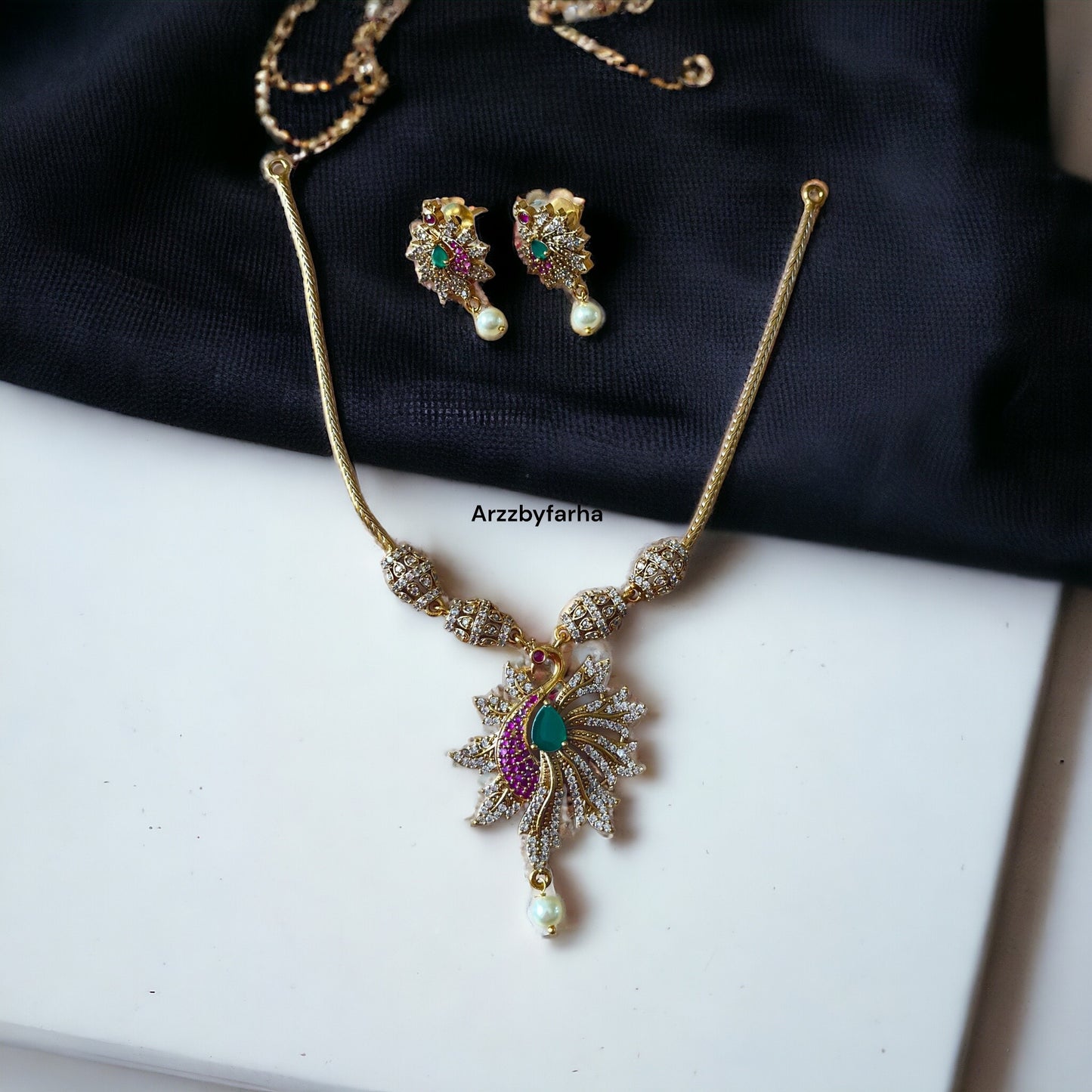 Peacock Zircon Necklace Set