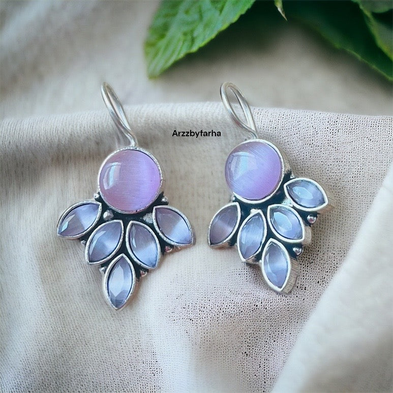 Monalisa Stone Pink Leaf Hook Earring