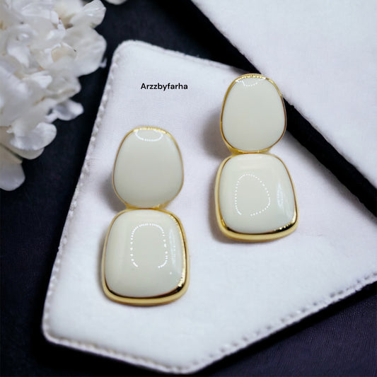 Cream Enamel Drop Earrings