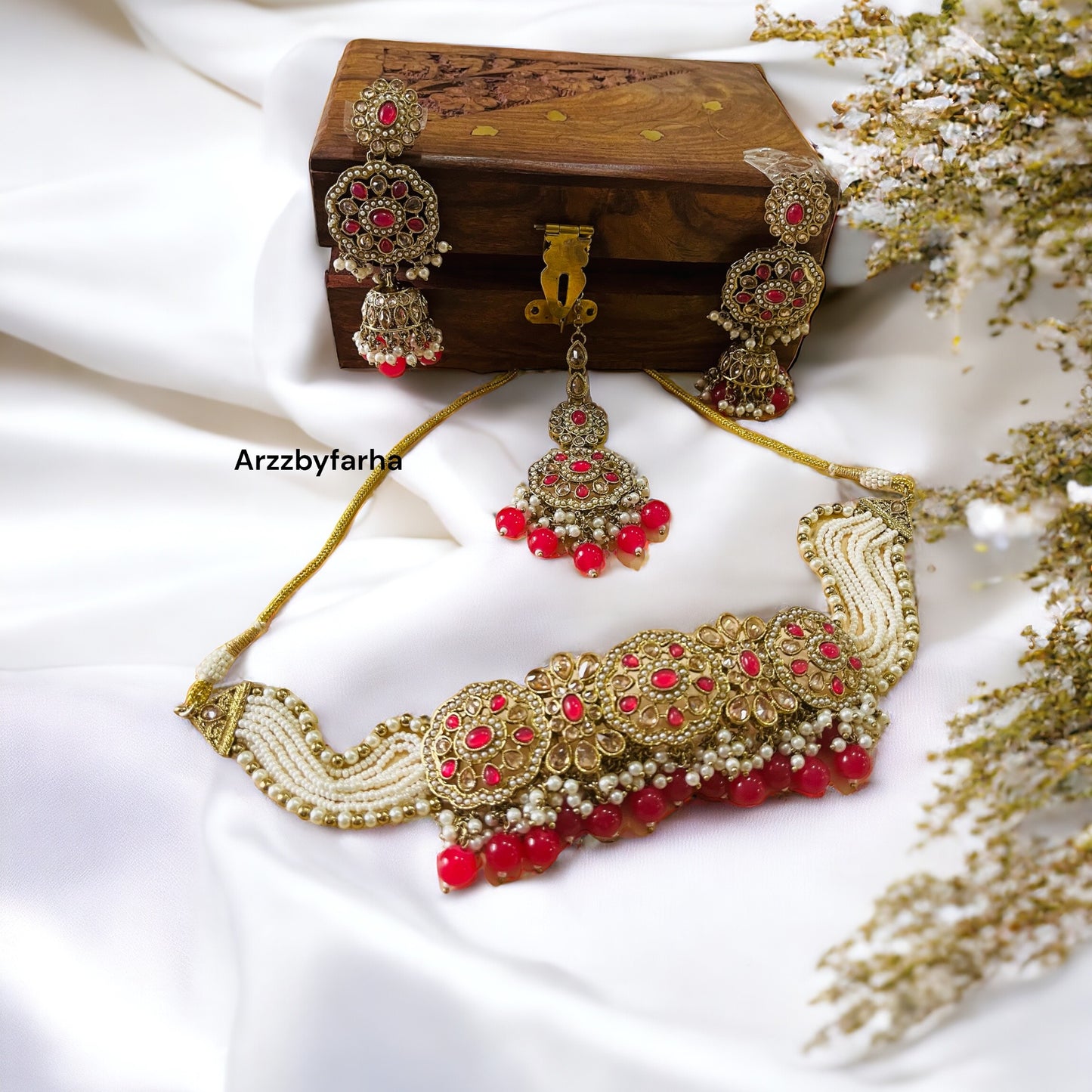 Manisha Pink Beaded Necklace Set