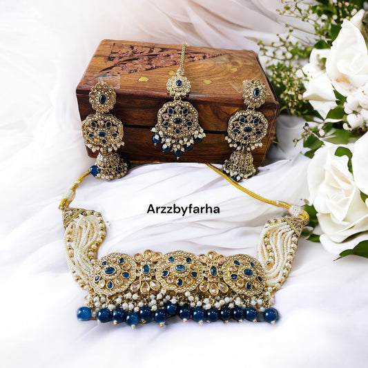 Manisha Blue Beaded Necklace Set