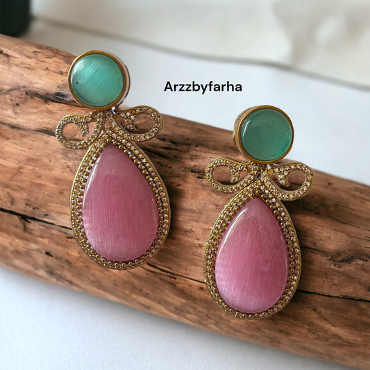 Doublet Stone CZ Studded Earrings