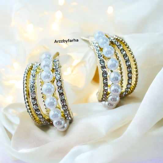 AD Pearl Hoop Earrings