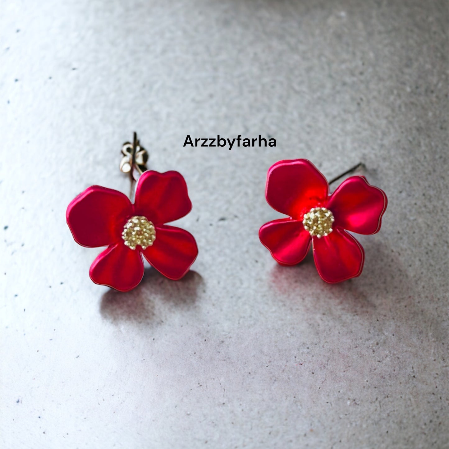 Red Flower Studs Earring