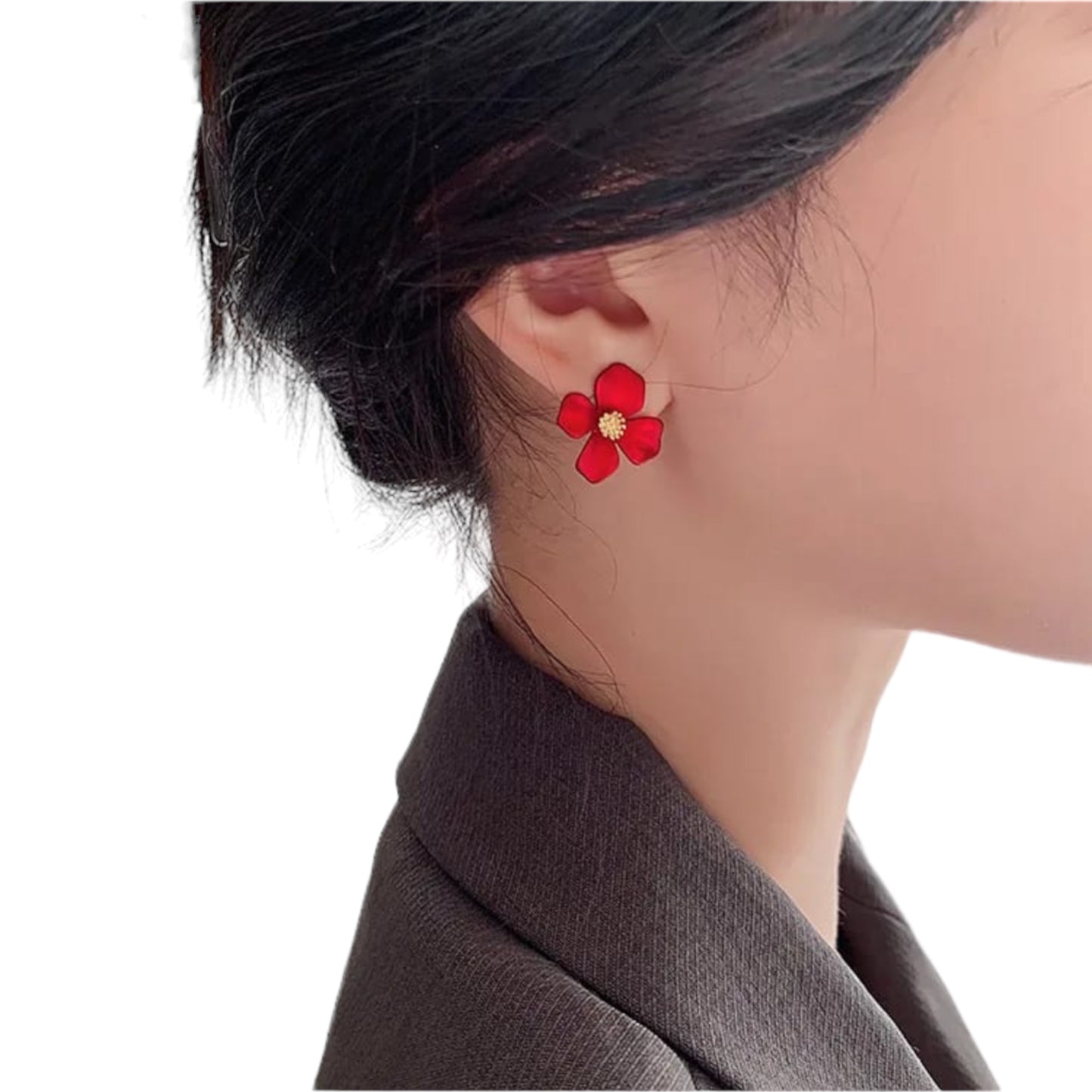 Red Flower Studs Earring