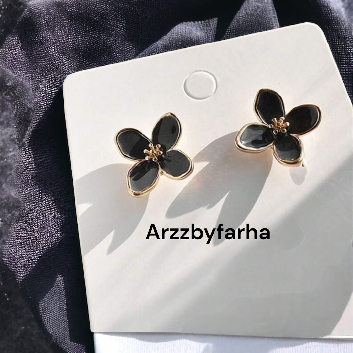 Black Flower Studs Earring
