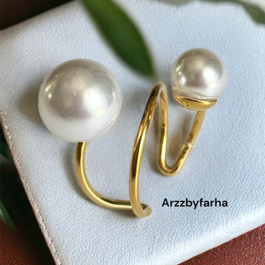 18k Gold Plated Pearl Finger Ring