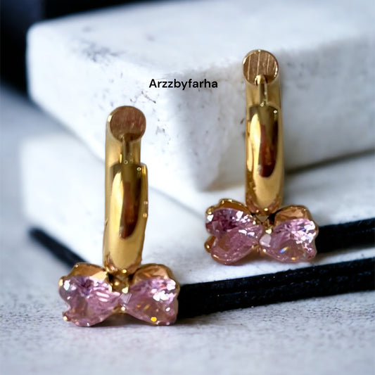 Luxe 18k Gold Pink Zirconia Earrings