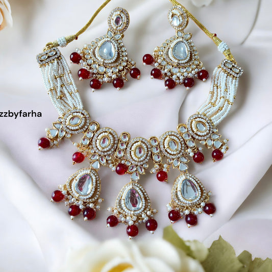 Kundan Red Beaded Choker Set