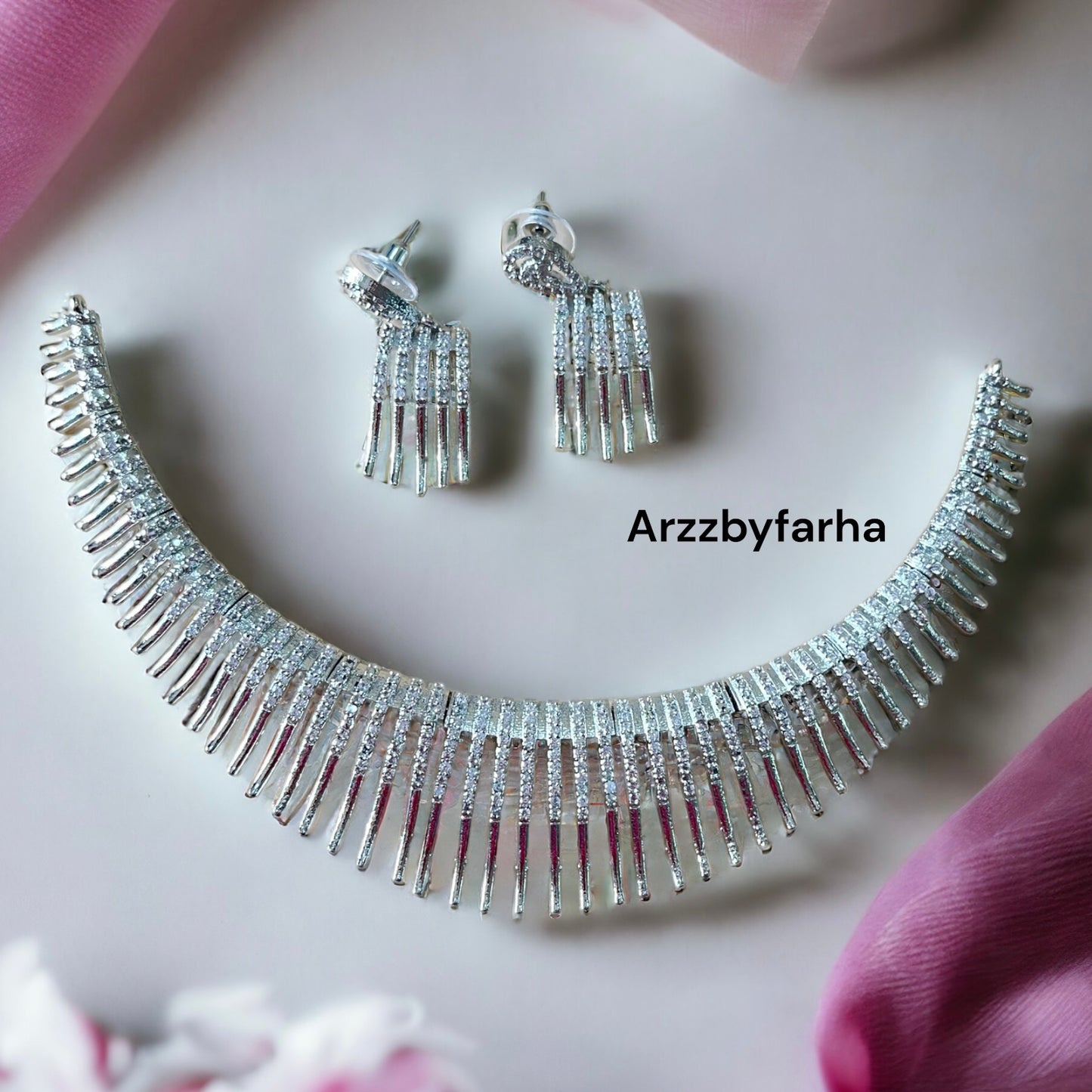 Silver Rhodium Plated Choker Set