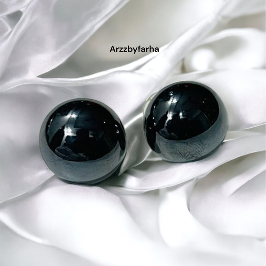 Glossy Dark Grey Studs Earrings