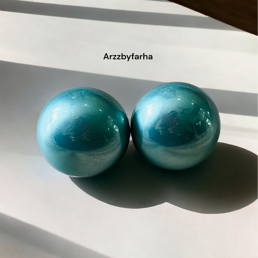 Glossy Aqua Blue Studs Earrings