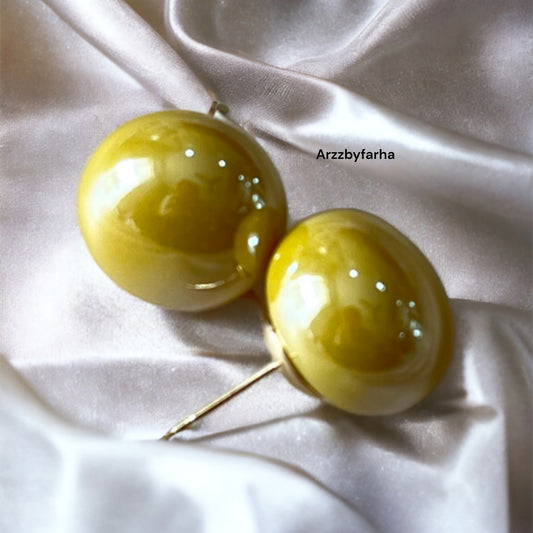 Glossy Yellow Studs Earrings