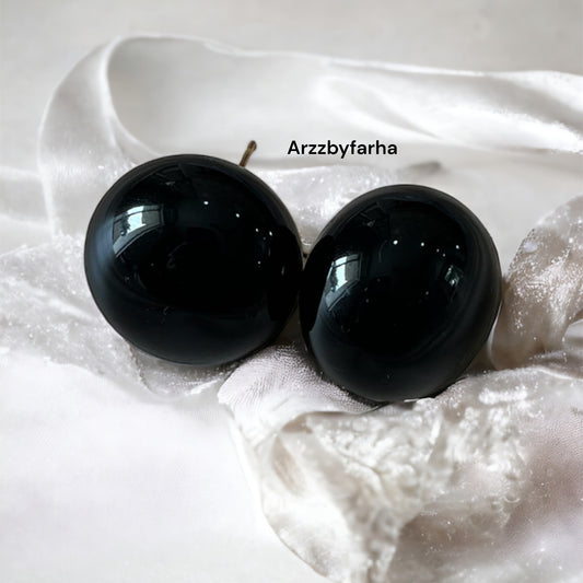 Glossy Black Studs Earrings