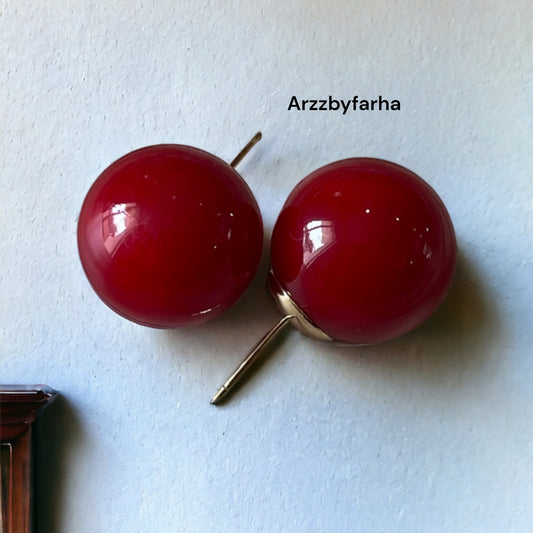 Cherry Red Studs Earrings