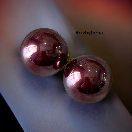 Glossy Wine Studs Earrings