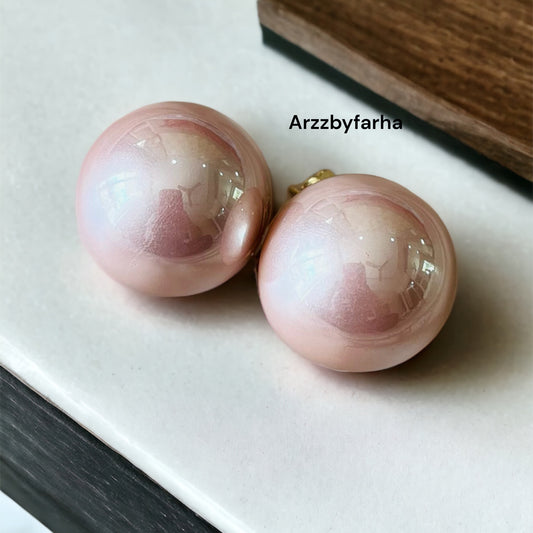 Glossy Peach Studs Earrings