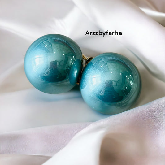 Glossy Blue Studs Earrings