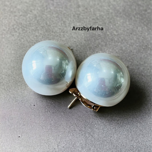 Glossy White Studs Earrings