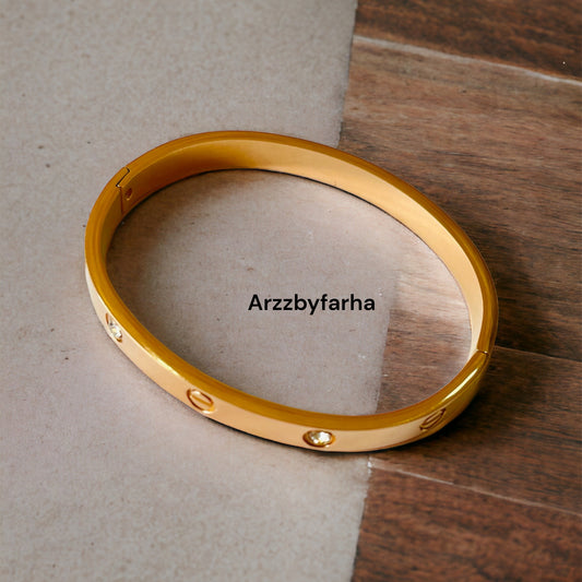 Rose Gold Zircon Studded Cuff Bracelet