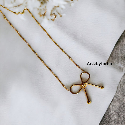 Gold Plated Bow Pendant Chain