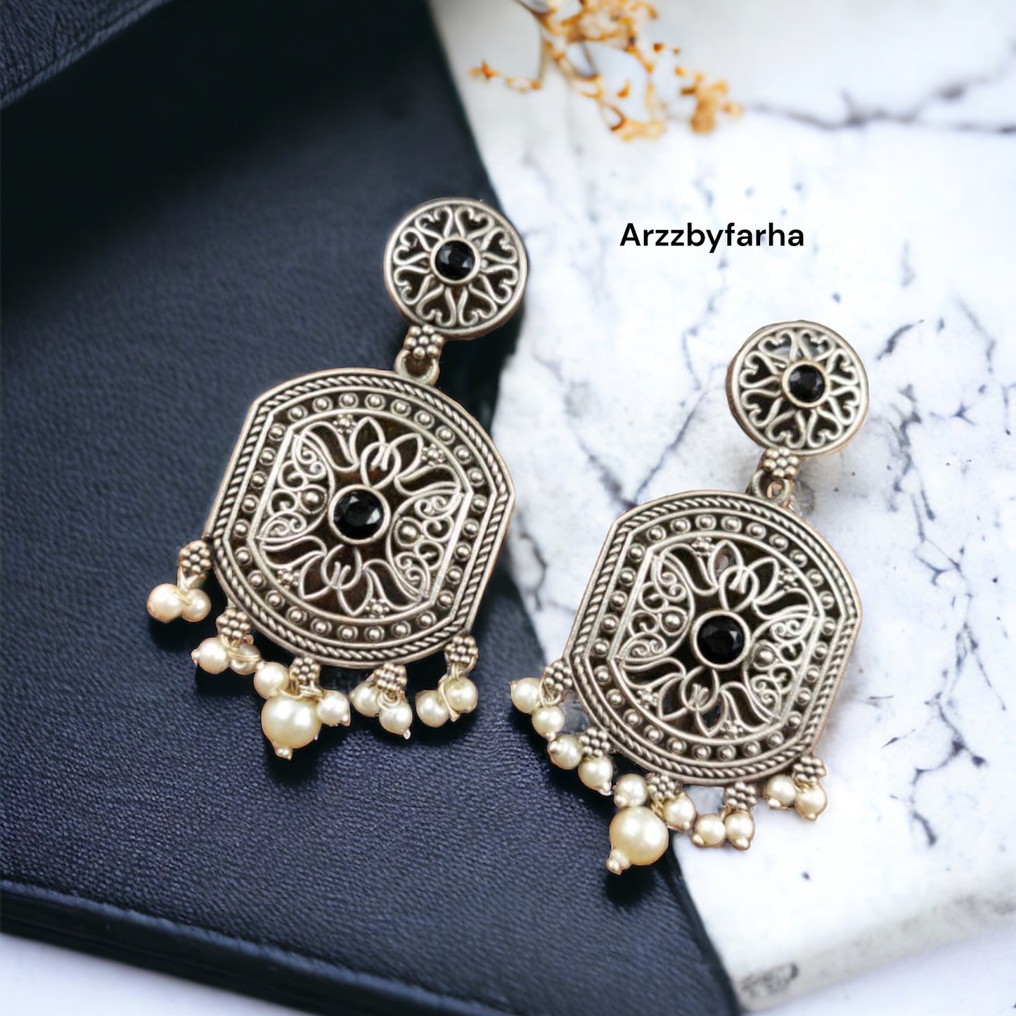 Black Stone Dangler Earring