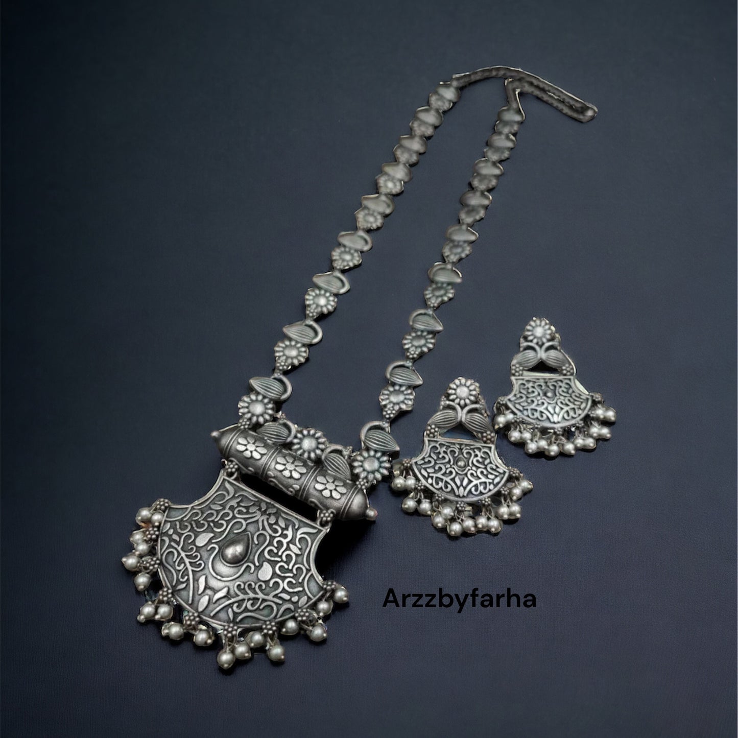 Oxidised Long Necklace Set