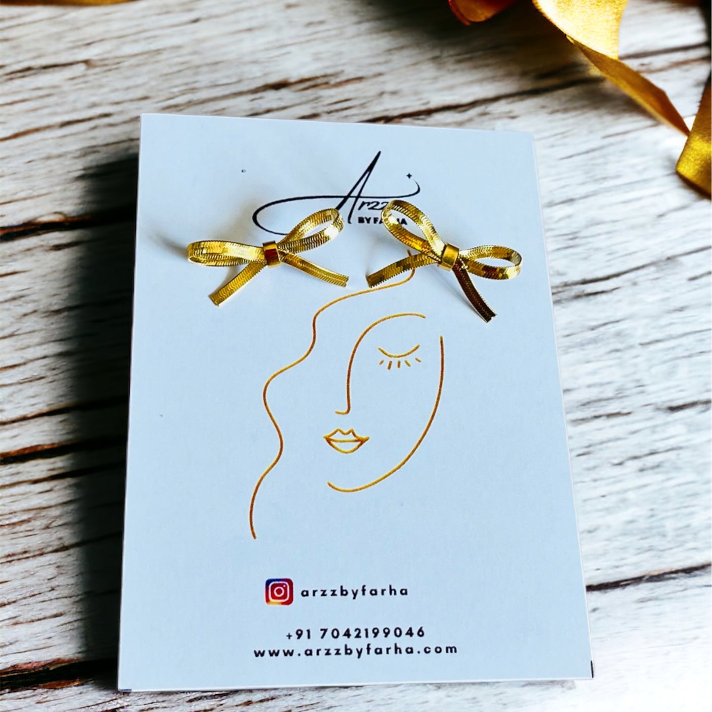 Gold Plated Bow Studs Earrings