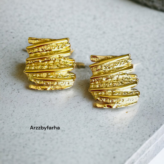 Contemporary Gold Studs Earrings