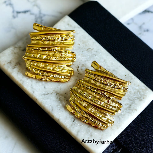 Contemporary Gold Studs Earrings