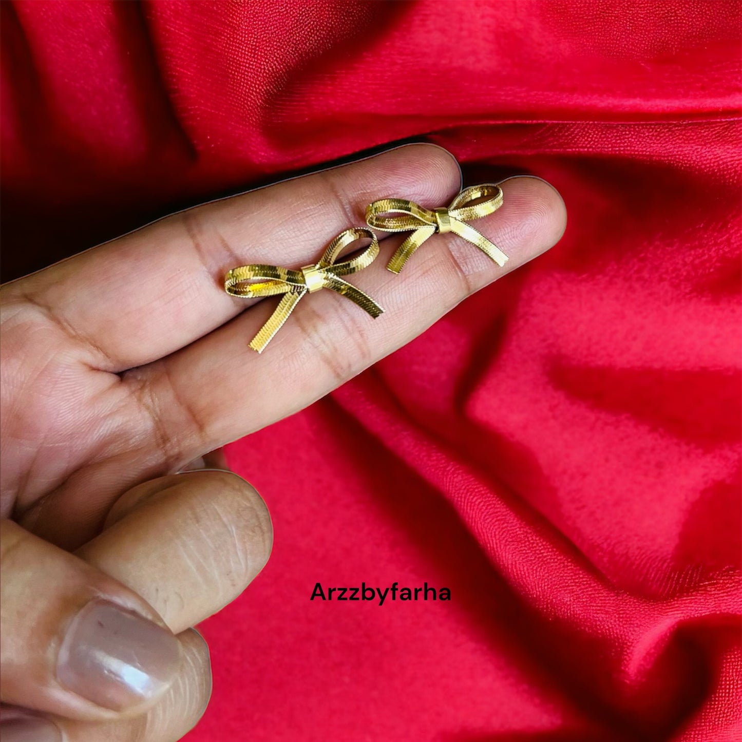 Gold Plated Bow Studs Earrings