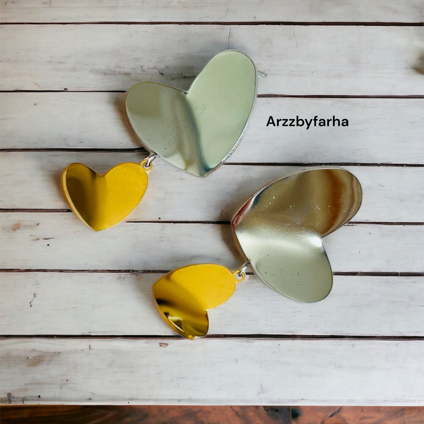 Dual Tone Heart Studs Earrings