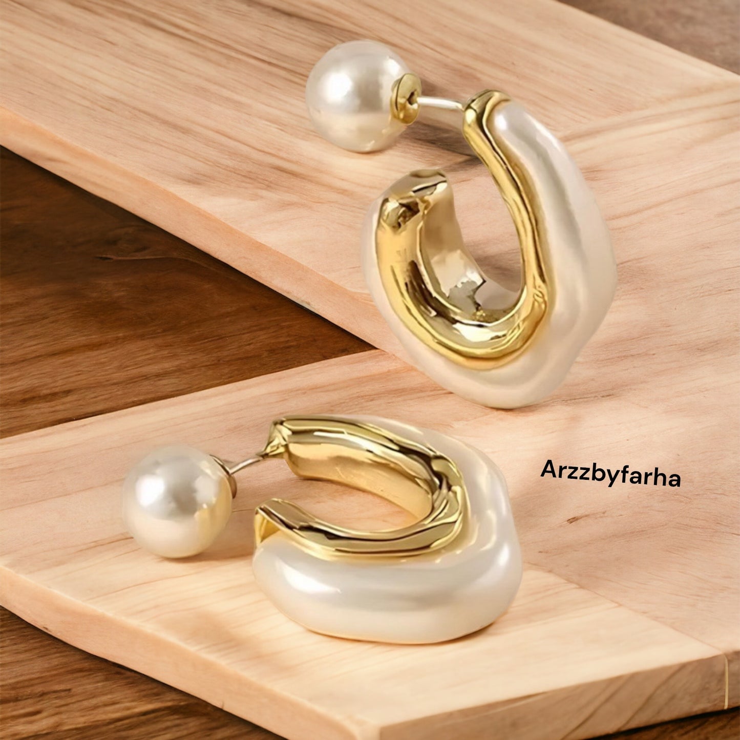Geometric Back Pearl Earrings