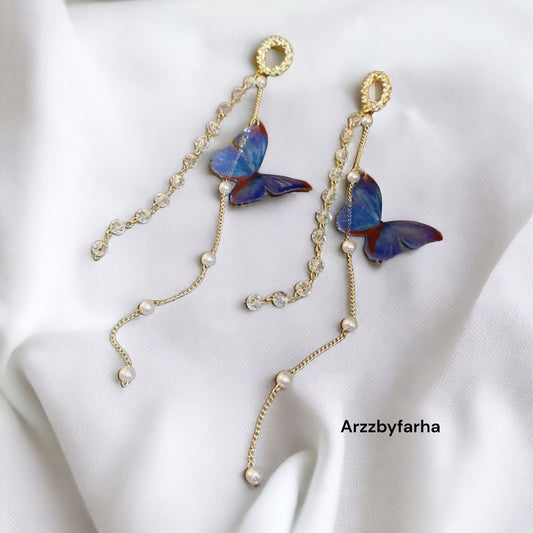 Butterfly & Pearl Tassel Earring