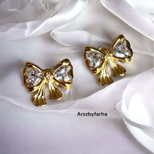 Luxe 18k Gold Bow Studs Earrings