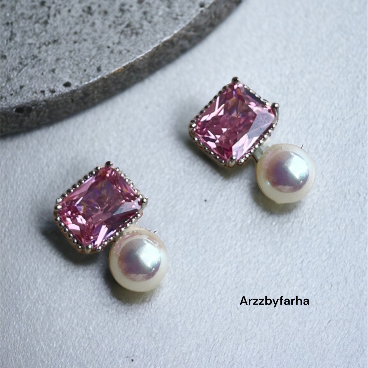 Luxe Pearl Pink Stone Earrings