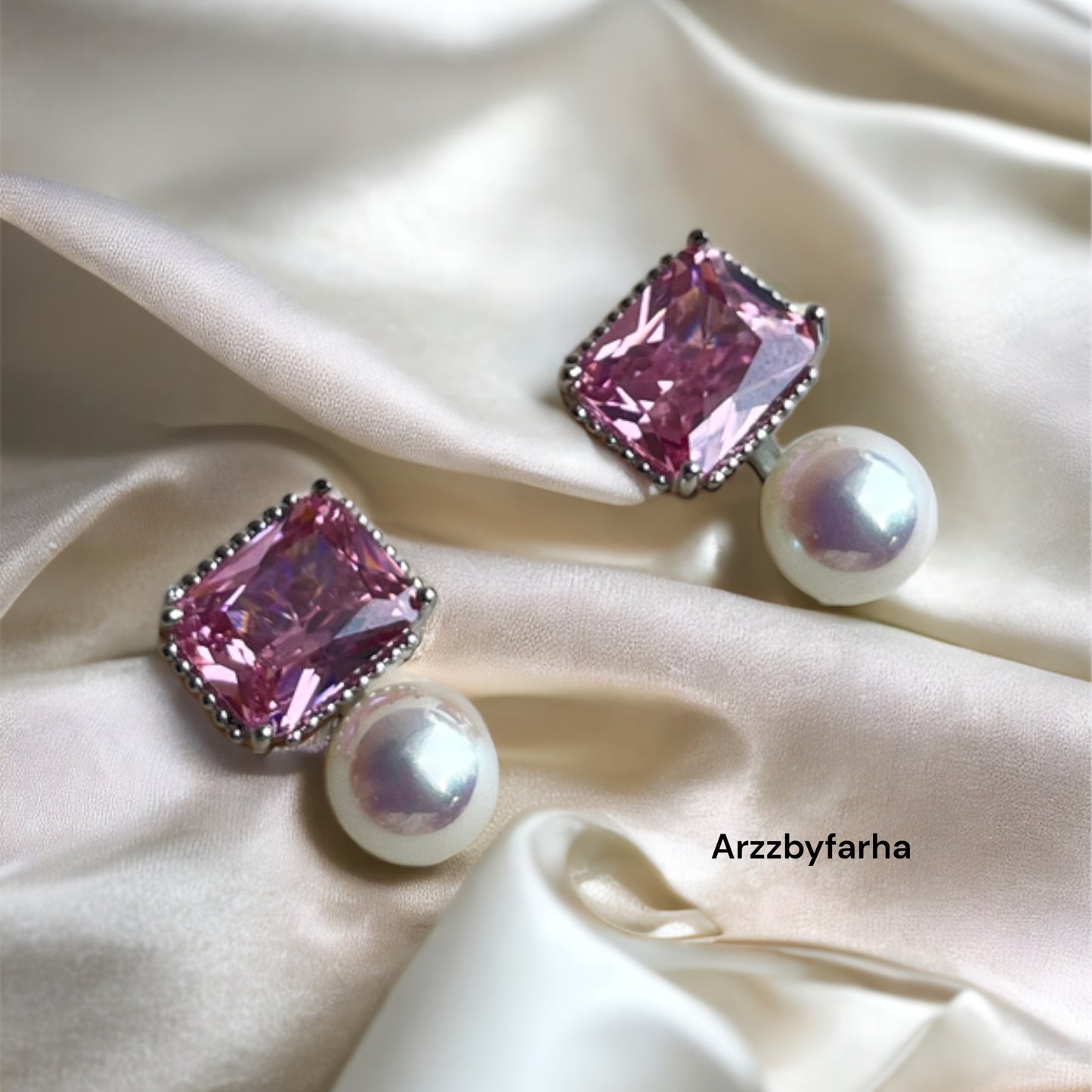 Luxe Pearl Pink Stone Earrings