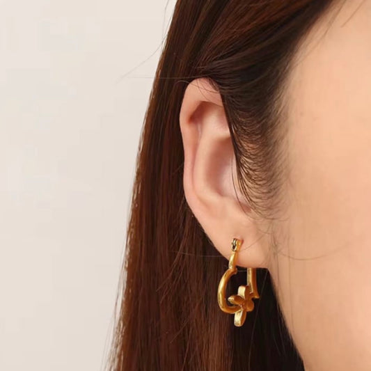 Gold Tone Heart Studs Earrings