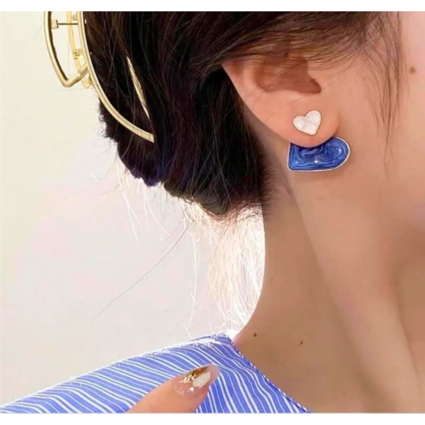 Blue Heart Shape Studs Earring