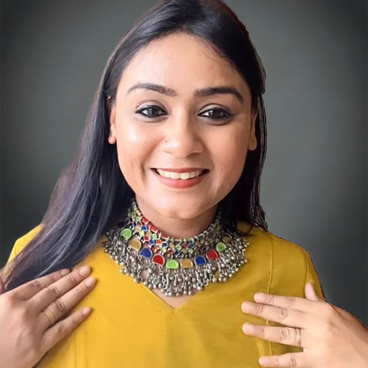 Multicolor Mirror Choker Necklace Set