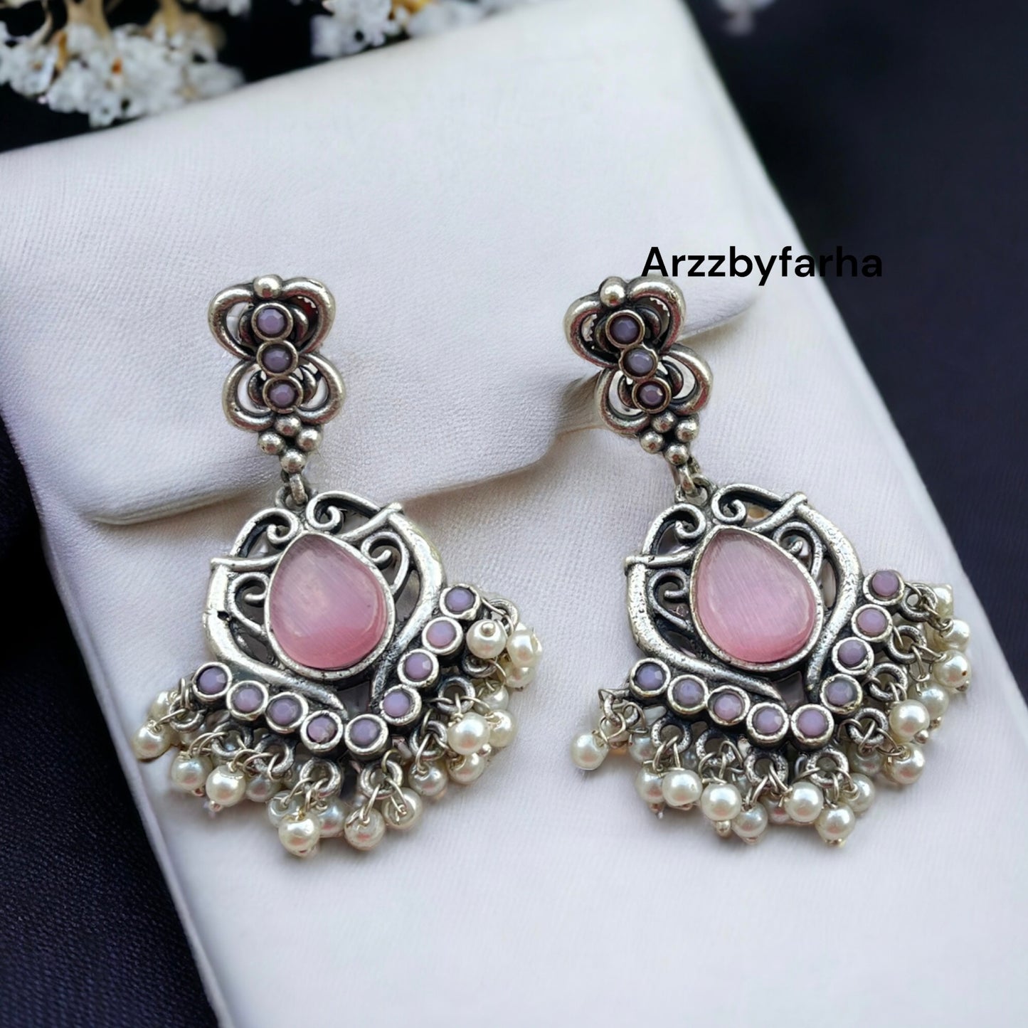 Pink Brass Earrings