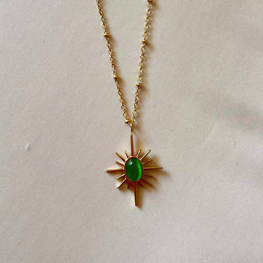 Green Stone Sunshine Pendant Chain