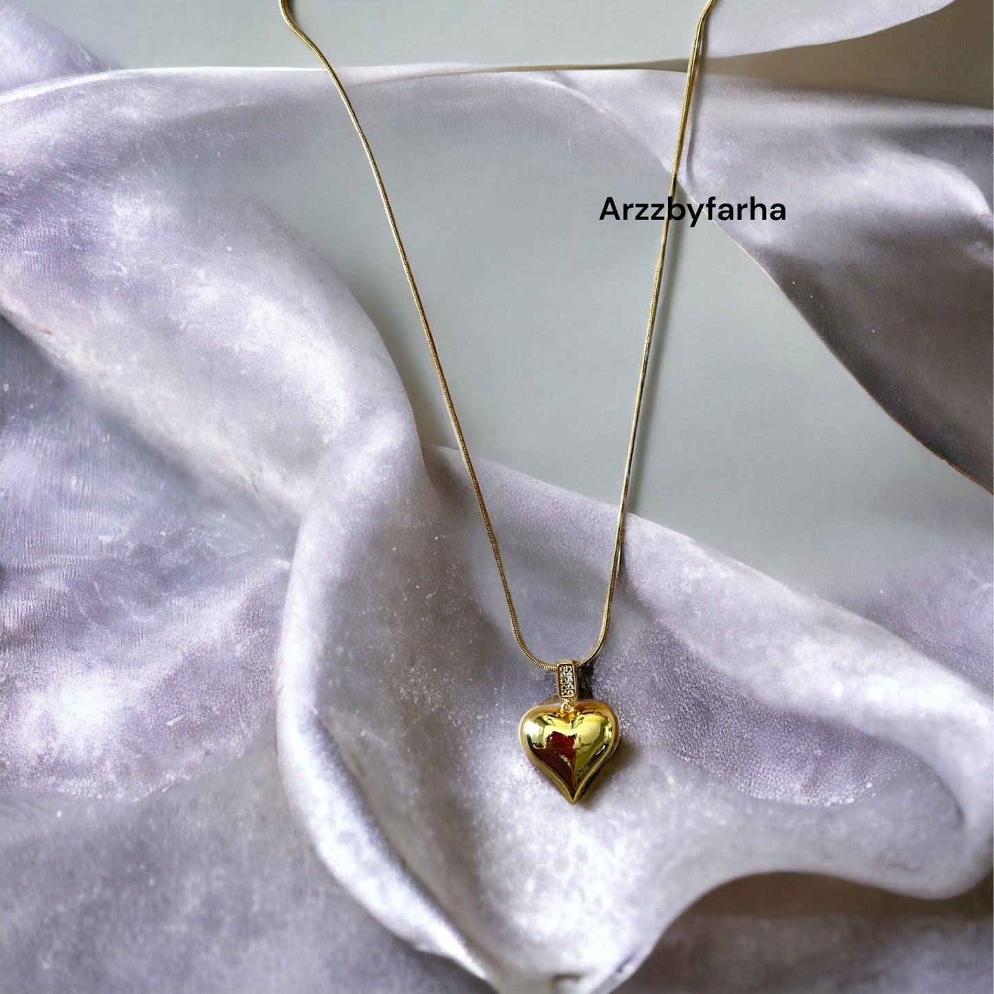 Heart Shaped AD Studded Pendant Chain