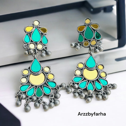 Yellow & Green Mirror Earrings
