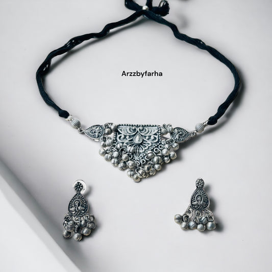 Antique Oxidised Necklace Set