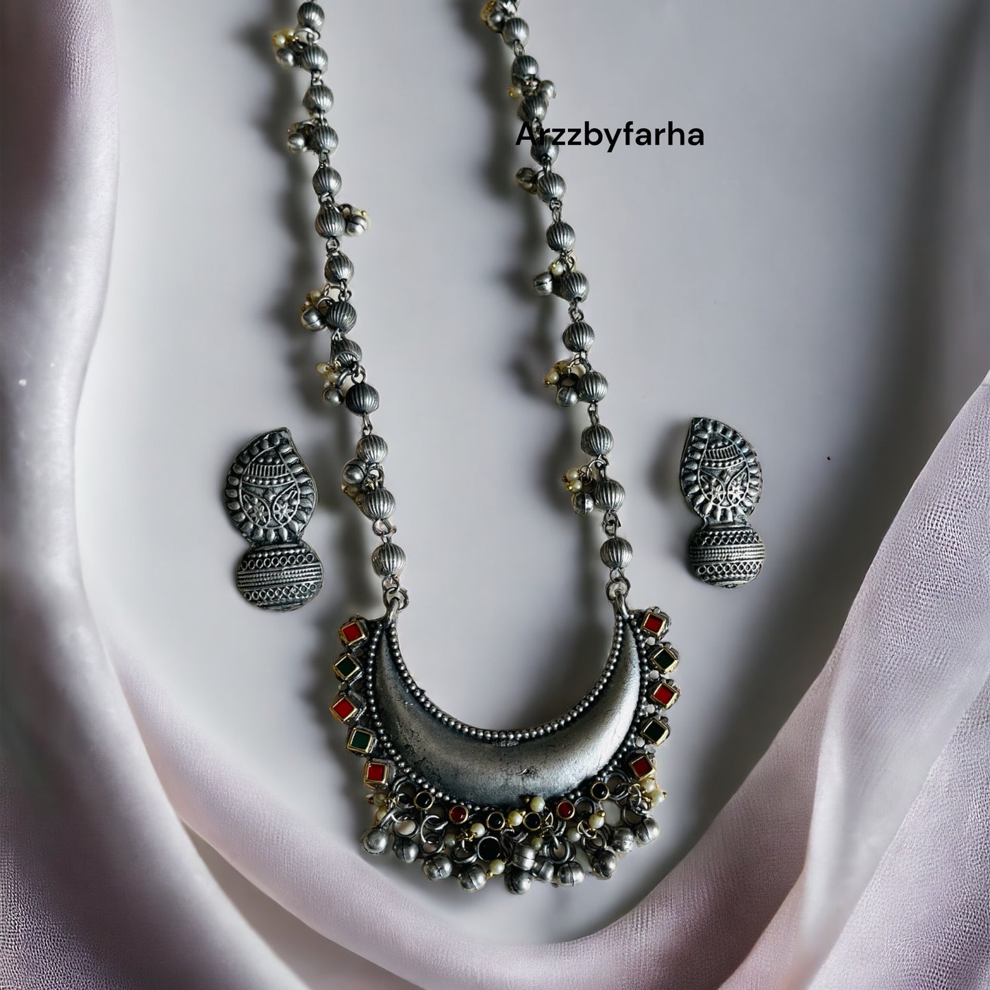 Oxidised Mid Length Necklace Set