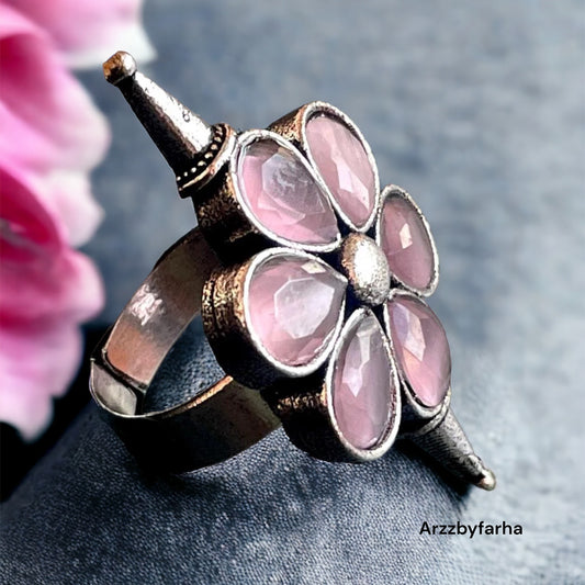 Pink Flower Finger Ring