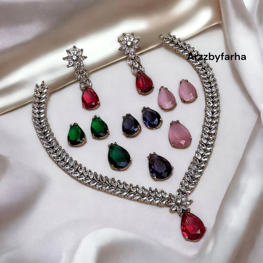 4 in 1 Stone Changeable Necklace Set