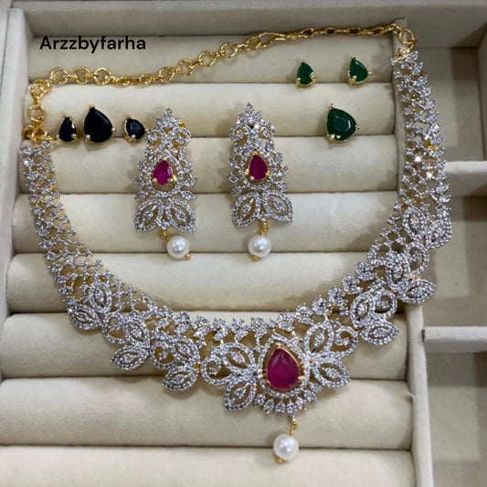 3 in 1 Stone Changeable Necklace Set