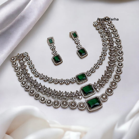3 Layer CZ Necklace Set
